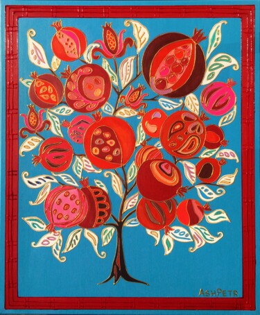 Pintura intitulada "Pomegranate tree" por Ash Petr (Ashot Petrosyan), Obras de arte originais, Acrílico