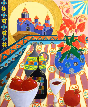 Painting titled "Armenian motives" by Ash Petr (Ashot Petrosyan), Original Artwork, Acrylic