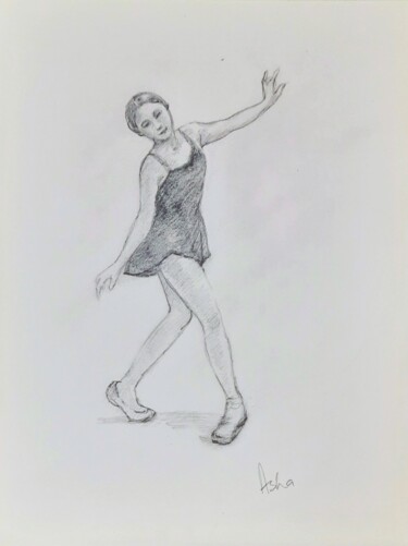 Рисунок под названием "Ballerina practice" - Asha Sudhaker Shenoy, Подлинное произведение искусства, Карандаш