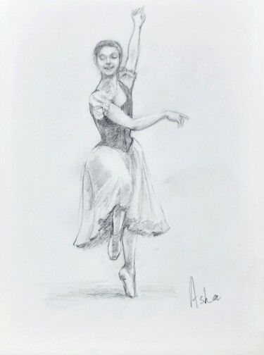 Desenho intitulada "Ballerina dancing i…" por Asha Sudhaker Shenoy, Obras de arte originais, Lápis
