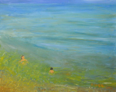 Malerei mit dem Titel "in the sea" von Asher, Original-Kunstwerk, Öl