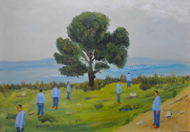 Malerei mit dem Titel "Mount Arbel" von Asher, Original-Kunstwerk, Öl