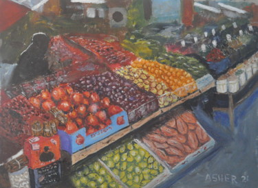 Pintura intitulada "market 2" por Asher, Obras de arte originais, Óleo