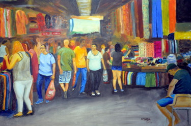 Painting titled "MARKET 2021" by Asher, Original Artwork, Oil