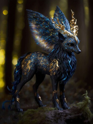 Arts numériques intitulée "crystal fox" par Ashiq Chappangan, Œuvre d'art originale, Image générée par l'IA