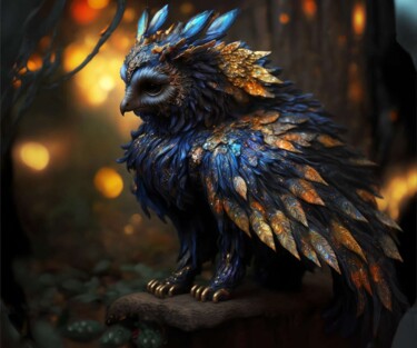 Arts numériques intitulée "crystal owl" par Ashiq Chappangan, Œuvre d'art originale, Image générée par l'IA