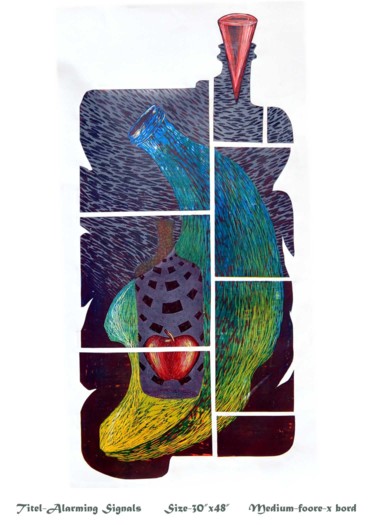 Druckgrafik mit dem Titel "alarming-nature.jpg" von Ashish Deshmukh, Original-Kunstwerk, Radierung