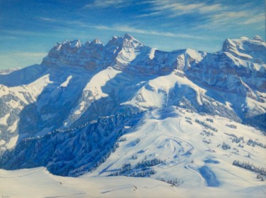 Painting titled "Snowpark, Les Crose…" by Ashley Loram, Original Artwork, Oil