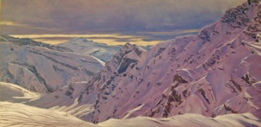 Peinture intitulée "Magenta Mountains,…" par Ashley Loram, Œuvre d'art originale, Huile