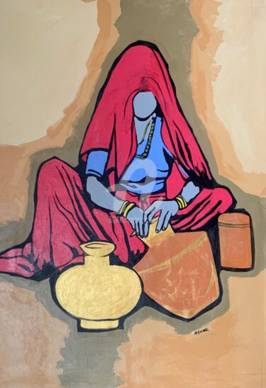 Peinture intitulée "Harder the Life shi…" par Ashok Jadav, Œuvre d'art originale, Acrylique