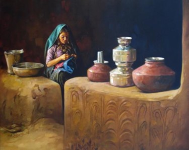 Pintura intitulada "198" por Ashok Khant, Obras de arte originais, Óleo