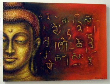 Painting titled "Gautam Buddha V" by Revankar, Original Artwork, Oil