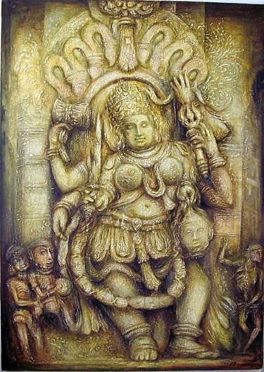 Painting titled "Chamunda Devi" by Revankar, Original Artwork, Oil