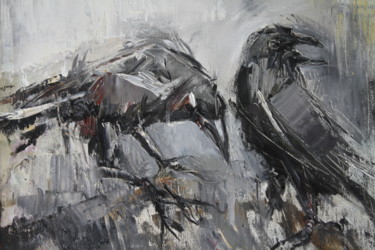 Peinture intitulée "Les corbeaux" par Ashot Bagratooney, Œuvre d'art originale, Huile