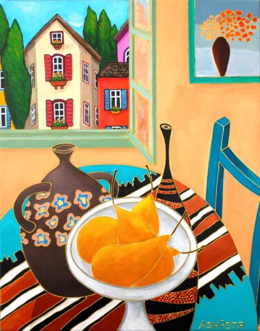 Painting titled "Yellow pears" by Ashot Petrosyan (Ash Petr), Original Artwork, Acrylic