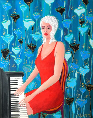 Schilderij getiteld "Pianist" door Ashot Petrosyan (Ash Petr), Origineel Kunstwerk, Acryl