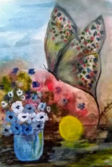 Memory Drawing titled "Memory" by Mansoureh Ashrafi, Original Art, Oil Mounted on Stretcher frame