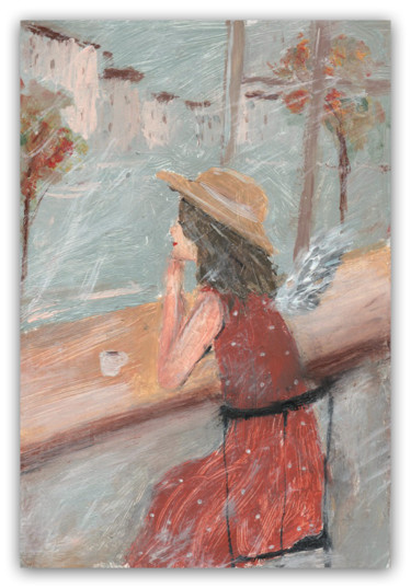 Ζωγραφική με τίτλο "За окном кафе осень…" από Надежда Перова, Αυθεντικά έργα τέχνης, Ακρυλικό