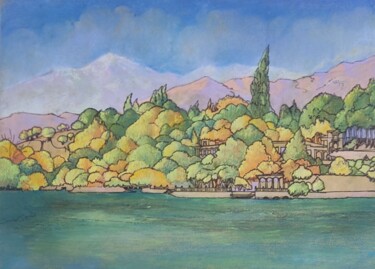 Peinture intitulée "Газалкентский пейзаж" par Ashurmat Mamasaliew, Œuvre d'art originale, Pastel