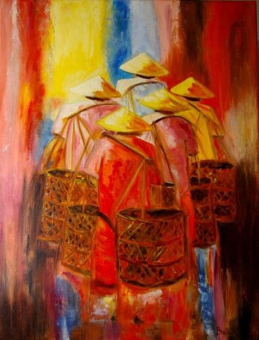 Painting titled "les pêcheurs de Java" by Mich'L Barö, Original Artwork