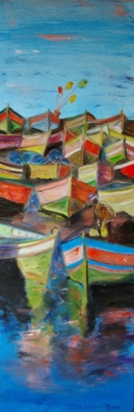 Peinture intitulée "barques" par Mich'L Barö, Œuvre d'art originale