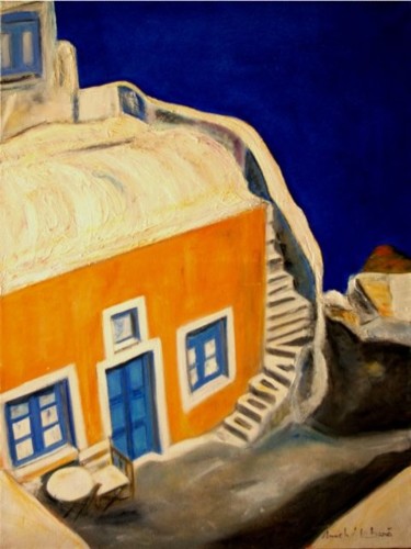 Peinture intitulée "Maison grecque" par Mich'L Barö, Œuvre d'art originale