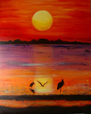 Painting titled "Le Heron" by Mich'L Barö, Original Artwork