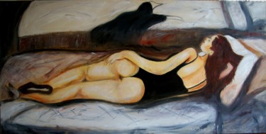 Peinture intitulée "Femme allongée" par Mich'L Barö, Œuvre d'art originale