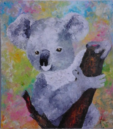 Schilderij getiteld "''Koala''" door Asia, Origineel Kunstwerk, Olie