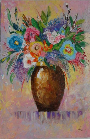 Painting titled "Flowers 2" by Asia, Original Artwork, Oil