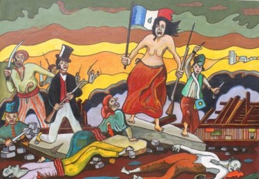 Schilderij getiteld "La liberté guidant…" door Yves André, Origineel Kunstwerk, Olie