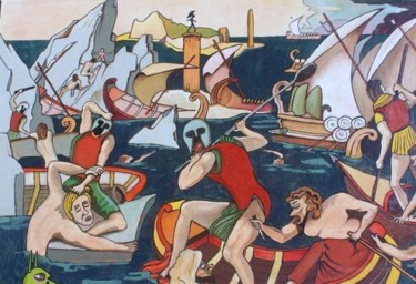 Peinture intitulée "Le naufrage d'Ajax" par Yves André, Œuvre d'art originale