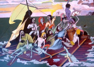 Pittura intitolato "Le radeau de la méd…" da Yves André, Opera d'arte originale, Olio