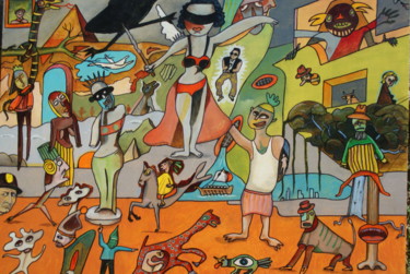 Pintura titulada "Gangnam style" por Yves André, Obra de arte original, Oleo