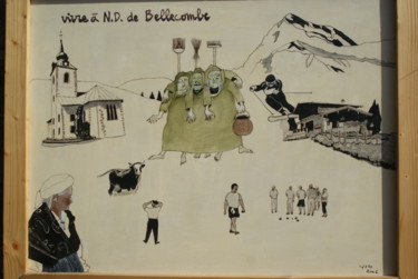 Painting titled "Vivre à Bellecombe" by Yves André, Original Artwork, Ink