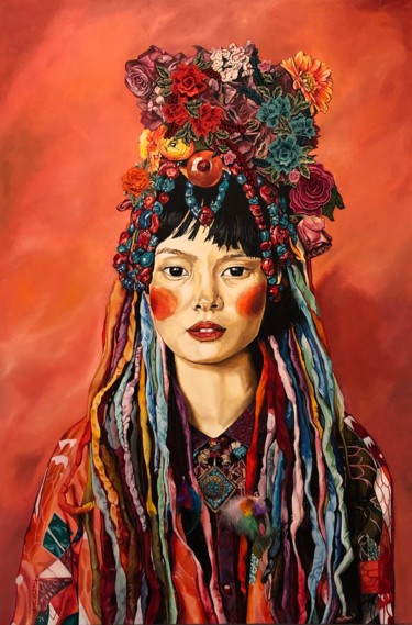 Painting titled "Printemps chinois" by Asil, Original Artwork, Oil
