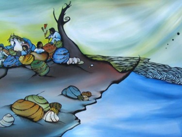 Peinture intitulée "la rivière" par Asil, Œuvre d'art originale