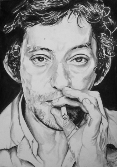 Dibujo titulada "Gainsbourg" por Asil, Obra de arte original