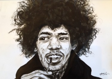 Peinture intitulée "Hendrix" par Asil, Œuvre d'art originale