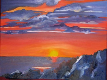 Peinture intitulée "coucher de soleil" par Annie Sillard, Œuvre d'art originale