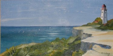Peinture intitulée "phare de port leuca…" par Annie Sillard, Œuvre d'art originale