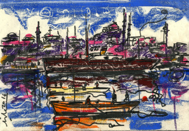 Painting titled "Bosphours - İSTANBUL" by Ahmet Şinasi İŞler, Original Artwork, Pencil