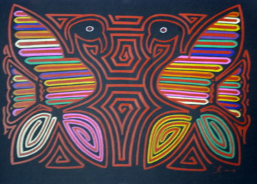 Painting titled "Molas" by Anne Sisun Kermarrec, Original Artwork