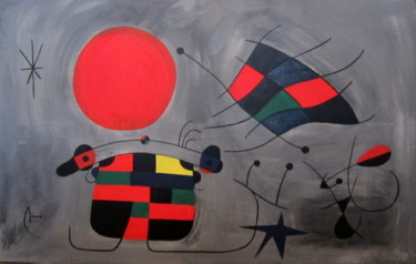Peinture intitulée "D'après Miro - Le s…" par Anne Sisun Kermarrec, Œuvre d'art originale