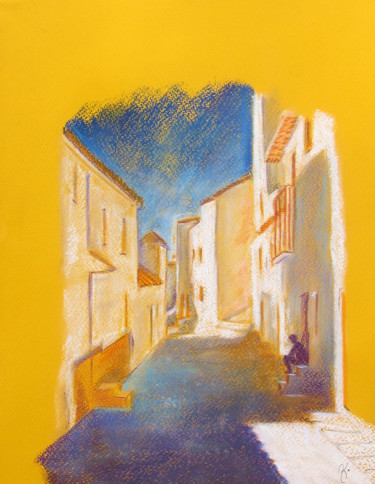 Peinture intitulée "Ruelle au soleil" par Anne Sisun Kermarrec, Œuvre d'art originale