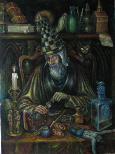 Painting titled "Мастер" by Askar Karimov, Original Artwork, Oil