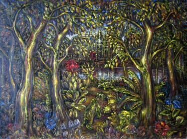 Картина под названием "Золотой сад" - Аскар Каримов, Подлинное произведение искусства, Масло