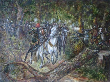 Painting titled "Засада" by Askar Karimov, Original Artwork, Oil