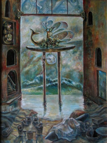 Painting titled "ожидание" by Askar Karimov, Original Artwork, Oil