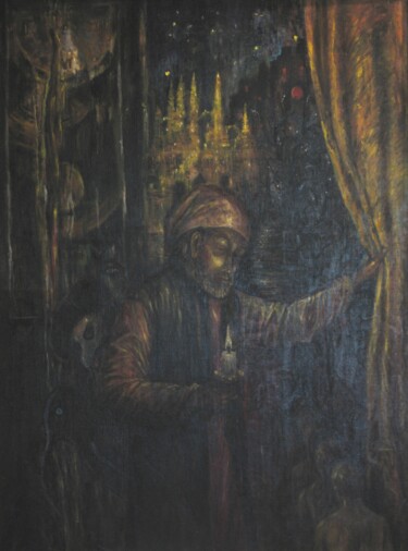 Ζωγραφική με τίτλο "продавец снов" από Аскар Каримов, Αυθεντικά έργα τέχνης, Λάδι